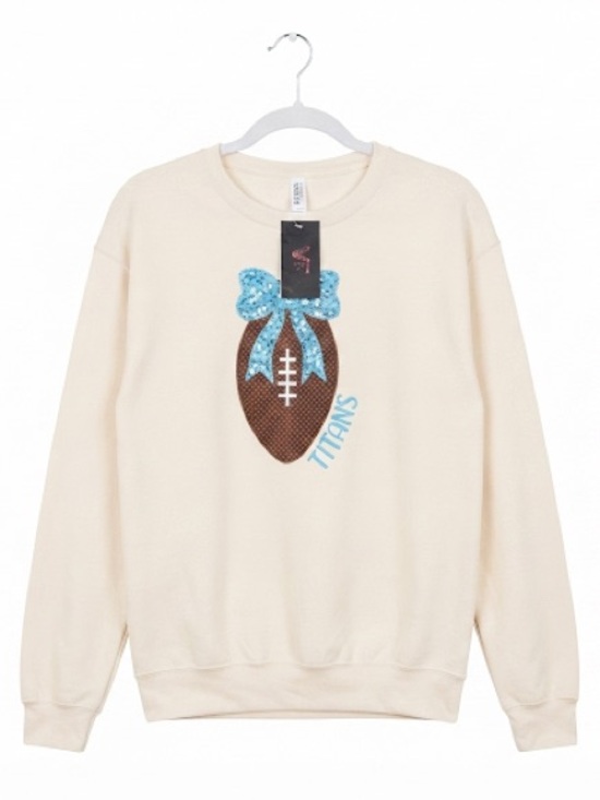 Gildan Tops - NWT Handmade Tennessee Titans Sequin Bow Upcycled Football Sweatshirt L